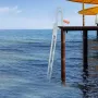 Dock Ladder Flip Up 4 Steps, 159 kg Load Capacity, Aluminum Pontoon Boat Ladder with 4" Wide Step & Anti-Slip Design Pedal,Swimm