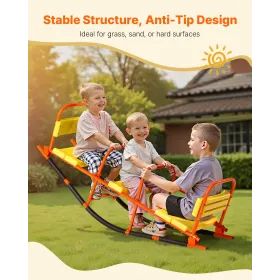 Kids Seesaw, 90 kg Load Capacity, Metal Rocking Teeter Totter with Handles, Toddler Seesaw for Children Aged 3+, Kids Outdoor Pl