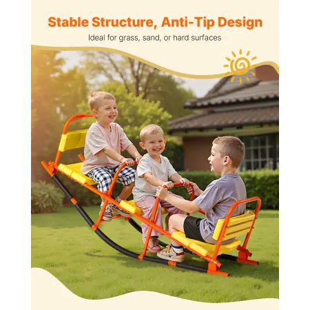 Kids Seesaw, 90 kg Load Capacity, Metal Rocking Teeter Totter with Handles, Toddler Seesaw for Children Aged 3+, Kids Outdoor Pl