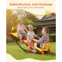 VEVOR Kids Seesaw, 90 kg Load Capacity, Metal Rocking Teeter Totter with Handles, Toddler Seesaw for Children Aged 3+, Kids Outd