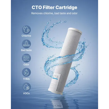 VEVOR Whole House Water Filter Replacement Cartridge, 4.5"x20"(11x51cm) CTO Carbon Block, Replacement Filter for Whole Home Wate