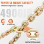 VEVOR Transport Binder Chain, 4900lbs Working Load Limit, 5/16''x20' G80 Tow Chain Tie Down with Grab Hooks, DOT Certified, Galv
