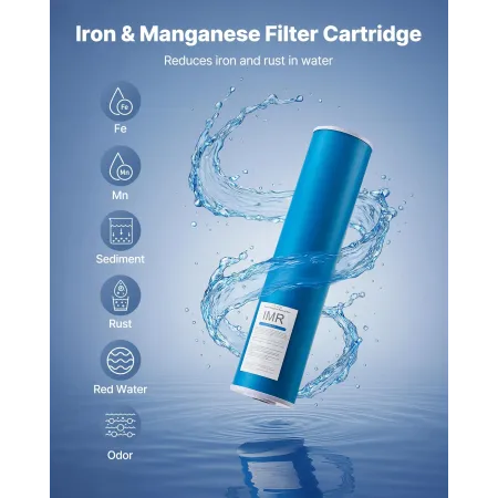 VEVOR Whole House Water Filter Replacement Cartridge, 4.5"x20"(11x51cm) Iron & Manganese Reducing Replacement Filter for Whole H