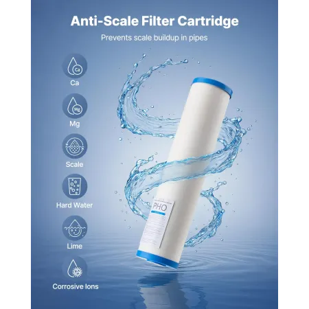 Whole House Water Filter Replacement Cartridge, 4.5"x20"(11x51cm) Polyphosphate Scale Inhibitor Filter for Whole Home Filtration