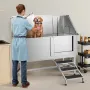 VEVOR Stainless Steel Dog Washing Station, 157.48 cm Pet Grooming Tub w/ Stairs, PE Water Filter Board, Faucet & Showerhead & So