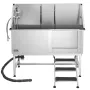VEVOR Stainless Steel Dog Washing Station, 157.48 cm Pet Grooming Tub w/ Stairs, PE Water Filter Board, Faucet & Showerhead & So