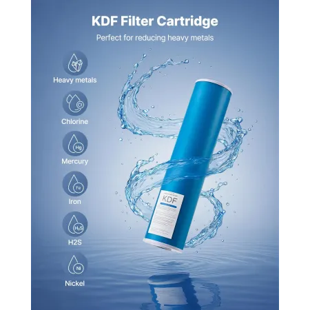 VEVOR Whole House Water Filter Replacement Cartridge, 4.5"x20"(11x51cm) Coconut Shell Activated Carbon & KDF Filter for Whole Ho