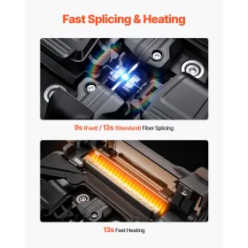 Fiber Fusion Splicer 6 Motors, Core & Clad Alignment Fibers Optic Splicer with 6s Fast Splicing and 13s Heating, 5" Touch Screen
