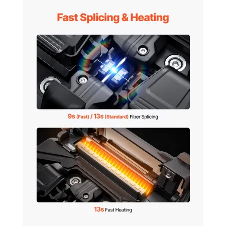 VEVOR Fiber Fusion splejser 6 motorer, optisk splejser til kerne- og beklædning med fiberoptisk splejsning med 6s hurtig