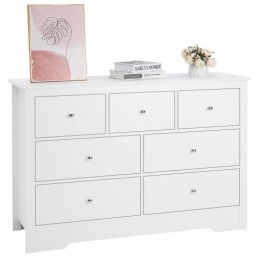 7 Drawer Dresser Wooden Chest of Drawers with Sliding with Anti-tip Device