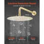 Shower Faucet Set, Rainfall Bathroom Shower System with 10-Inch (25.4cm) Round Rain Shower Head and Handheld Spray, Wall Mounted