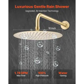 VEVOR Shower Faucet Set, Rainfall Bathroom Shower System with 10-Inch (25.4cm) Round Rain Shower Head and Handheld Spray, Wall M
