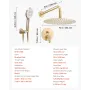 Shower Faucet Set, Rainfall Bathroom Shower System with 10-Inch (25.4cm) Round Rain Shower Head and Handheld Spray, Wall Mounted