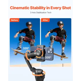 Gimbal Stabilizer for Smartphone, 3-Axis Stabilization, Phone Gimbal for Android & iPhone with Face/Object Tracking, Tripod, Por