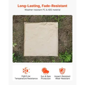 Garden Stepping Stones, 16Pcs 39.5x39.5 cm, Decorative Stepping Stones with Stakes, Weather-Resistant Plastic Pathway Pavers, Sm