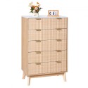 5 Fluted Drawer Dresser Wooden Chest of Drawers with Sliding & Anti-tip