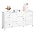 9 Drawer Dresser Wooden Chest of Drawer w/ Sliding & Anti-tip Device White