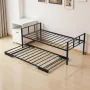 Twin Size Daybed Frame, Day Bed with Trundle, Heavy Duty Metal Platform Bed Frame, Twin Daybed with Metal Slats Support for Livi