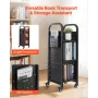 VEVOR rullende biblioteksbogsvogn, 100 kg Kapacitet, 32 x 35 x 93,5 cm biblioteksvogn, enkeltsidede L-formede hylder med 50,8