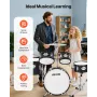 Kids Drum Set, 5-Piece 14 in / 355.6 mm Junior Drum Sets, Beginner Drums Set with Adjustable Throne and Two Pairs of Drumsticks,