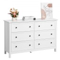 6 Drawer Dresser Wooden Chest of Drawer w/ Sliding & Anti-tip Device White
