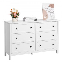 6 Drawer Dresser Wooden Chest of Drawer w/ Sliding & Anti-tip Device White