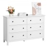 6 Drawer Dresser Wooden Chest of Drawer w/ Sliding & Anti-tip Device White