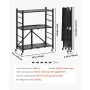 VEVOR 3-Tier Foldable Storage Shelf, 28W x 13D x 36H Inch Folding Metal Rack Shelving Unit, No Assembly Organizer Shelf with 5 W