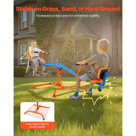Kids Seesaw, 136 kg Load Capacity, Sit and Spin Teeter Totter with Easy-Grip Handles, Kids Outdoor Playground Equipment, Outside