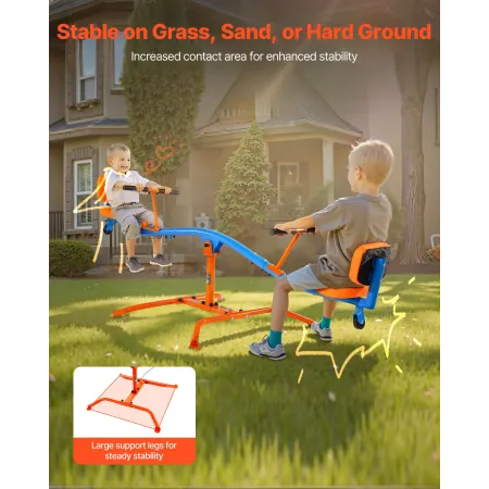 VEVOR Kids Seesaw, 136 kg Load Capacity, Sit and Spin Teeter Totter with Easy-Grip Handles, Kids Outdoor Playground Equipment, O