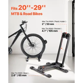 VEVOR Bike Rack, Fits 508 to 736.6 mm Mountain & Road Bikes, Alloy Steel Rust-Resistant Bike Floor Stand Rack, Foldable Bicycle 