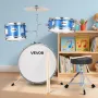 VEVOR Kids Drum Set, 3-Piece 14 in / 355.6 mm Junior Drum Sets, Beginner Drums Set with Adjustable Throne and Two Pairs of Drums