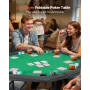 VEVOR sammenklappeligt pokerbord, 8 spillere 1220 mm sammenklappeligt casino fritidsbord med polstrede skinner og kopholdere,