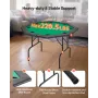 Foldable Poker Table, 8 Player 1220 mm Folding Casino Leisure Table with Padded Rails & Cup Holders, Octagonal Portable Game Tab