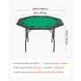 VEVOR sammenklappeligt pokerbord, 8 spillere 1220 mm sammenklappeligt casino fritidsbord med polstrede skinner og kopholdere,