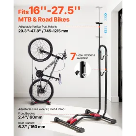 VEVOR Bike Rack, Upright Bike Stand Floor for 406.4 to 700 mm Mountain & Road Bikes, Vertical & Horizontal Bicycle Stand for Sec