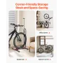 Bike Rack, Upright Bike Stand Floor for 406.4 to 700 mm Mountain & Road Bikes, Vertical & Horizontal Bicycle Stand for Secure Pa