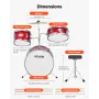 VEVOR Kids Drum Set, 3-Piece 14 in / 355.6 mm Junior Drum Sets, Beginner Drums Set with Adjustable Throne and Two Pairs of Drums