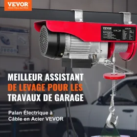 Electric Hoist, 550 lbs Lifting Capacity, 510W 220V Electric Steel Wire Winch with 14ft Wired Remote Control, 40ft Single Cable