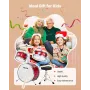VEVOR Kids trommesæt, 3-delt 14 tommer / 355,6 mm Junior trommesæt, begyndertrommesæt med justerbar trone og to par trommer