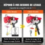Electric Hoist, 249.5 kg Lifting Capacity, 510W 220V Electric Steel Wire Winch with 427 cm Wired Remote Control, 1219 cm Single 