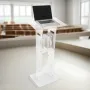 Podium Stand, 1100 mm Acrylic Lectern, Portable Laptop Desk with Wide Reading Surface and Storage Shelf, Book Stopper, Floor-Sta