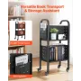 rullende biblioteksbogsvogn, 70 kg Kapacitet, 45 x 33 x 88 cm