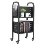VEVOR Rolling Library Book Cart, 70 kg Capacity, 45 x 33 x 88 cm Library Cart, Double Sided L-Shaped Shelves with 50.8 mm Lockab