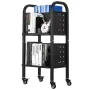 Rolling Library Book Cart, 70 kg Capacity, 45 x 33 x 88 cm Library Cart, Double Sided L-Shaped Shelves with 50.8 mm Lockable Whe