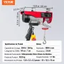 Electric Hoist, 249.5 kg Lifting Capacity, 510W 220V Electric Steel Wire Winch with 427 cm Wired Remote Control, 1219 cm Single 
