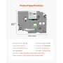 VEVOR Label Maker Tape, 4 Pack, 0,47 in / 12 mm Sort på hvid Label Maker Refills Kompatibel til forskellige typer Brother P-Tou