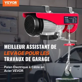Elektrisk hejse, 1320 lbs løftekapacitet, 1150W 220V elektrisk ståltråd vinsch med 14ft kablet fjernbetjening, 40ft enkelt