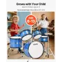 VEVOR Kids trommesæt, 5-dele 16 tommer / 406,4 mm juniortrommesæt, begyndertrommesæt med justerbar trone og to par trommer