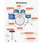 VEVOR Kids Drum Set, 5-Piece 16 in / 406.4 mm Junior Drum Sets, Beginner Drums Set with Adjustable Throne and Two Pairs of Drums